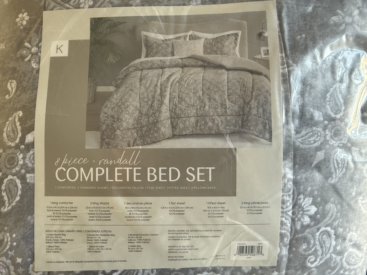 8-Piece Randall King Complete Bed Set - Grey