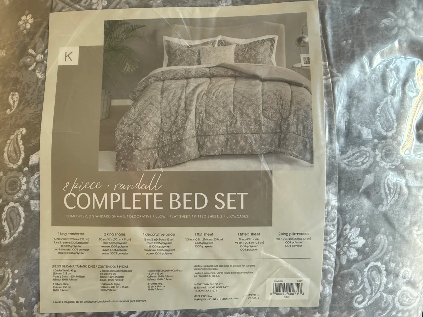 8-Piece Randall King Complete Bed Set - Grey thumbnail
