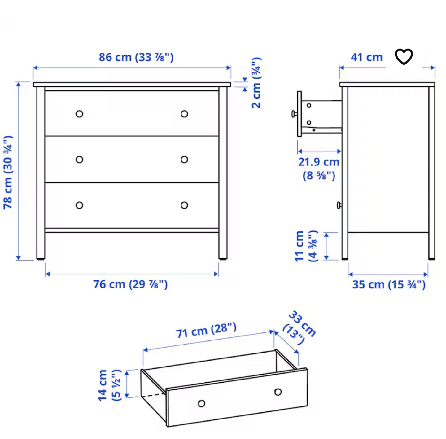 IKEA HEMNES 3-drawer chest white - photo 2