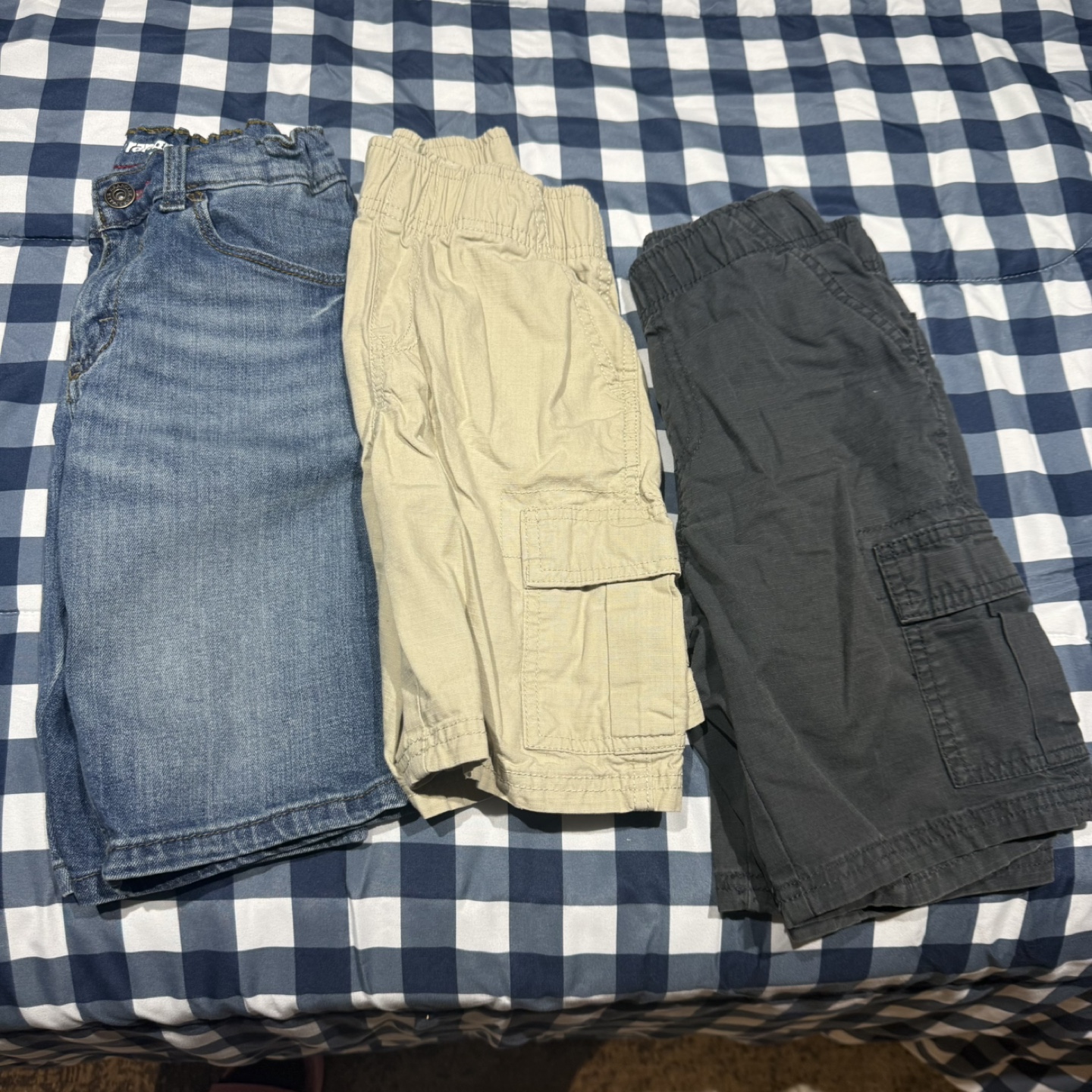 Bundle of 3 Boys' Shorts - Denim, Khaki, and Black Cargo