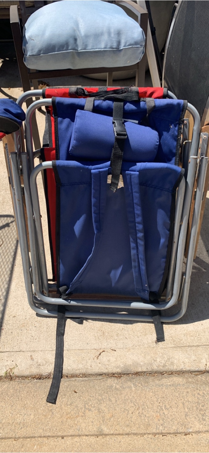 Portable Folding Backpack Beach Chairs - Red & Blue - photo 5