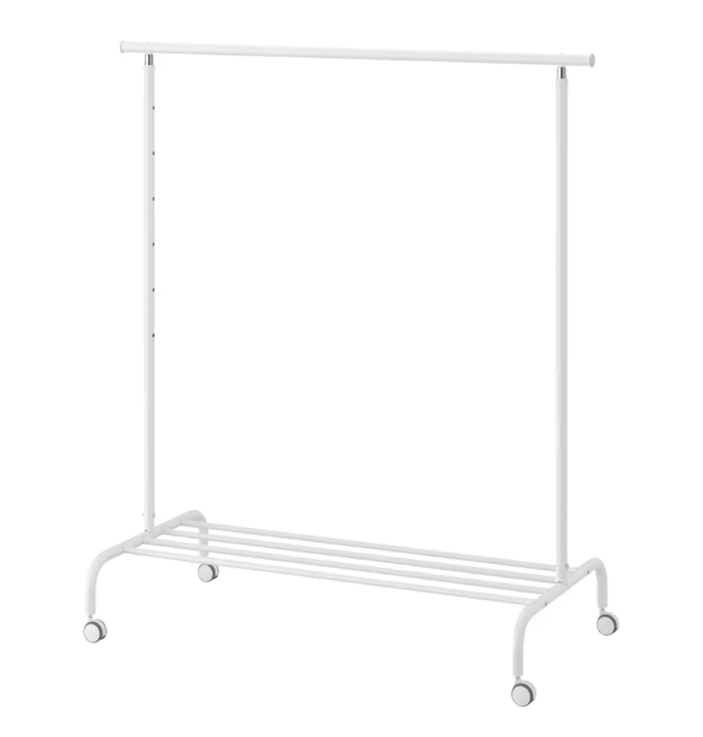 IKEA White Metal Clothing Rack with Wheels