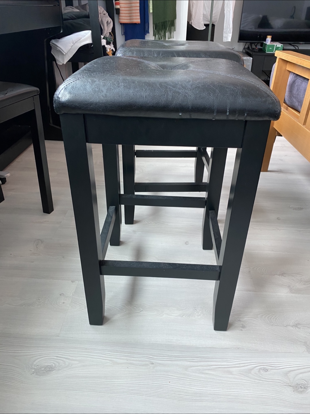 Set of Two Black Bar Stools - photo 2
