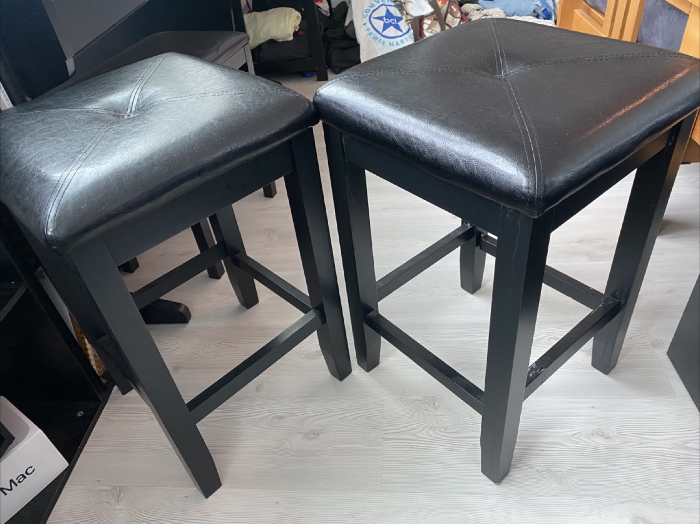 Set of Two Black Bar Stools