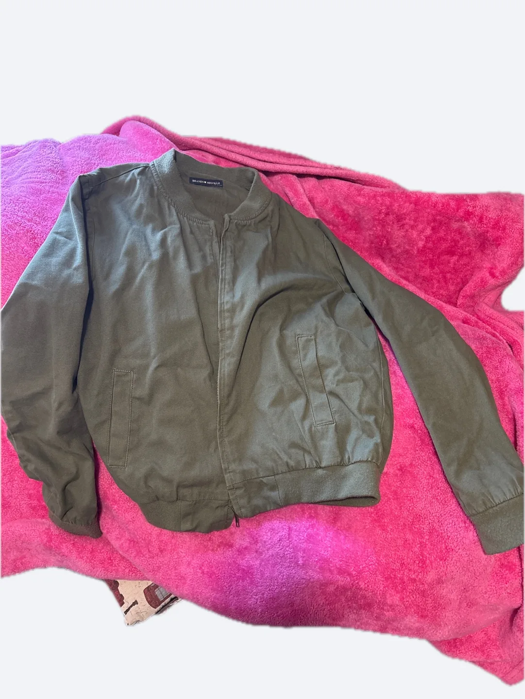 Brandy Melville Olive Green Bomber Jacket thumbnail