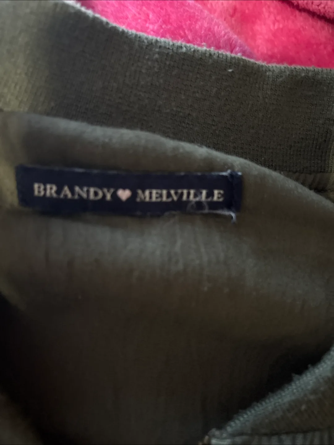 Brandy Melville Olive Green Bomber Jacket image indicator(2)