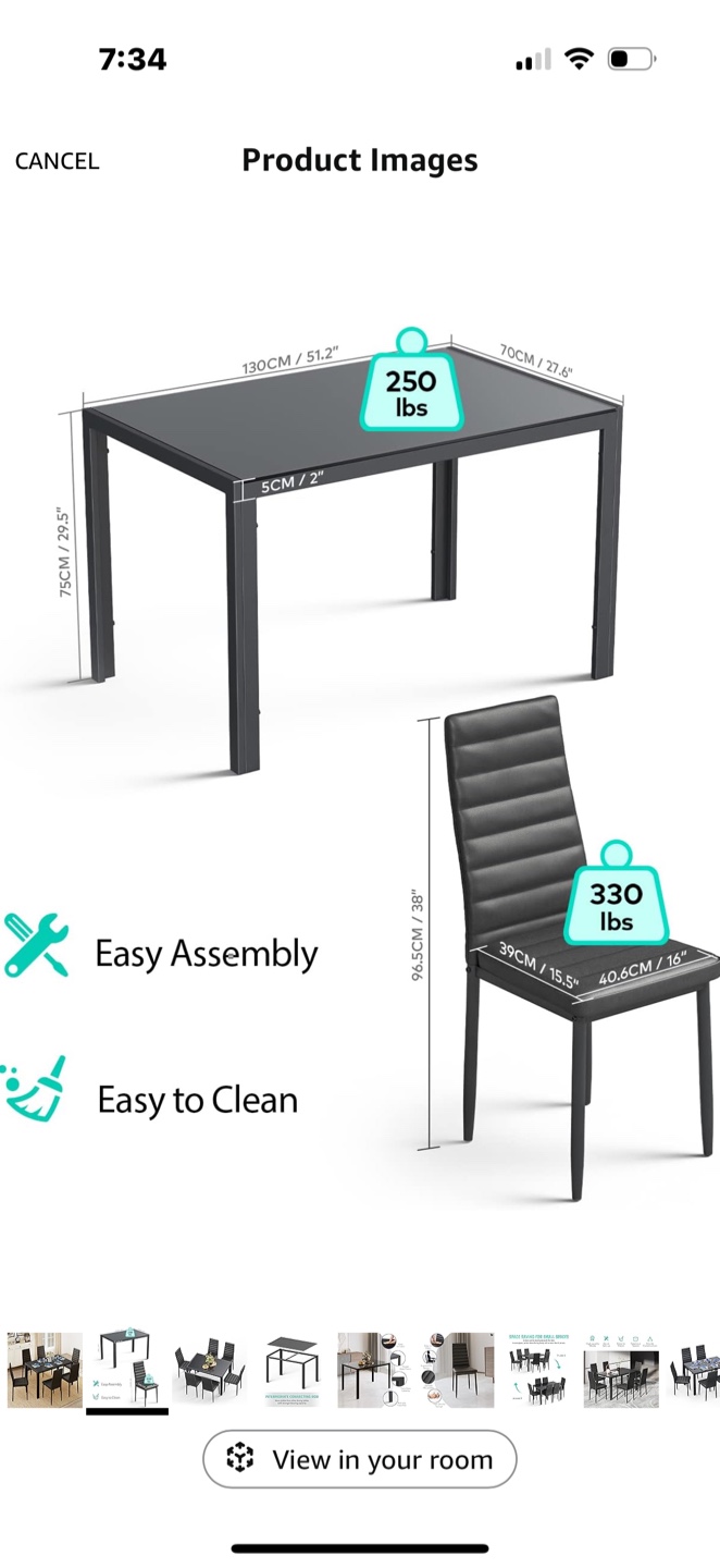 Black Dining Table with 6 Chairs - photo 3