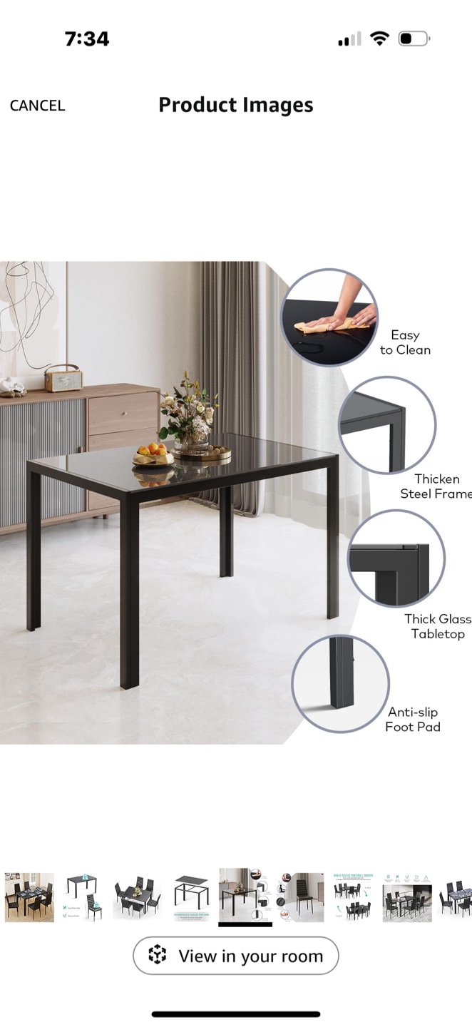 Black Dining Table with 6 Chairs - photo 4