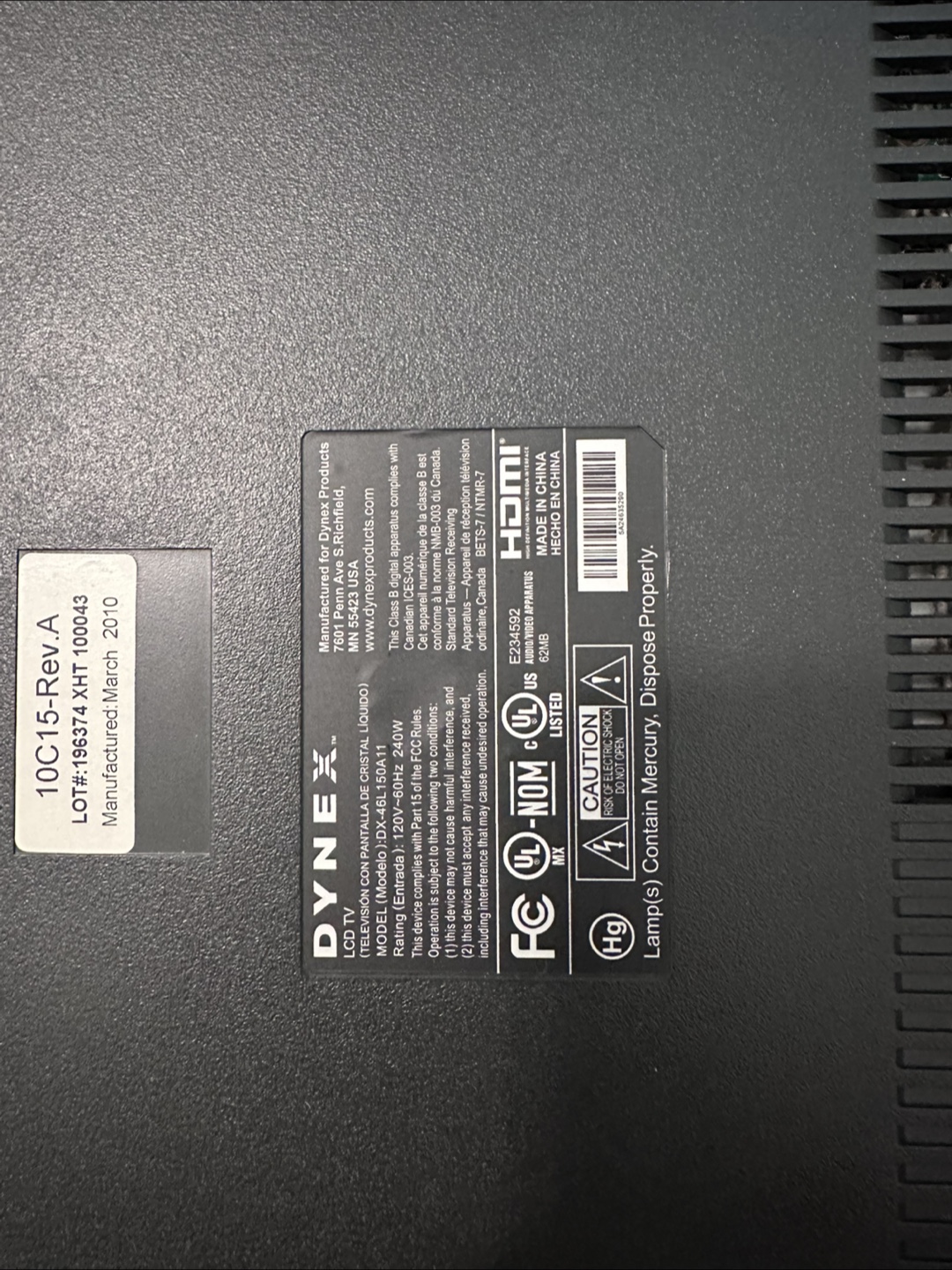 Dynex 46” 1080p LCD TV - photo 4