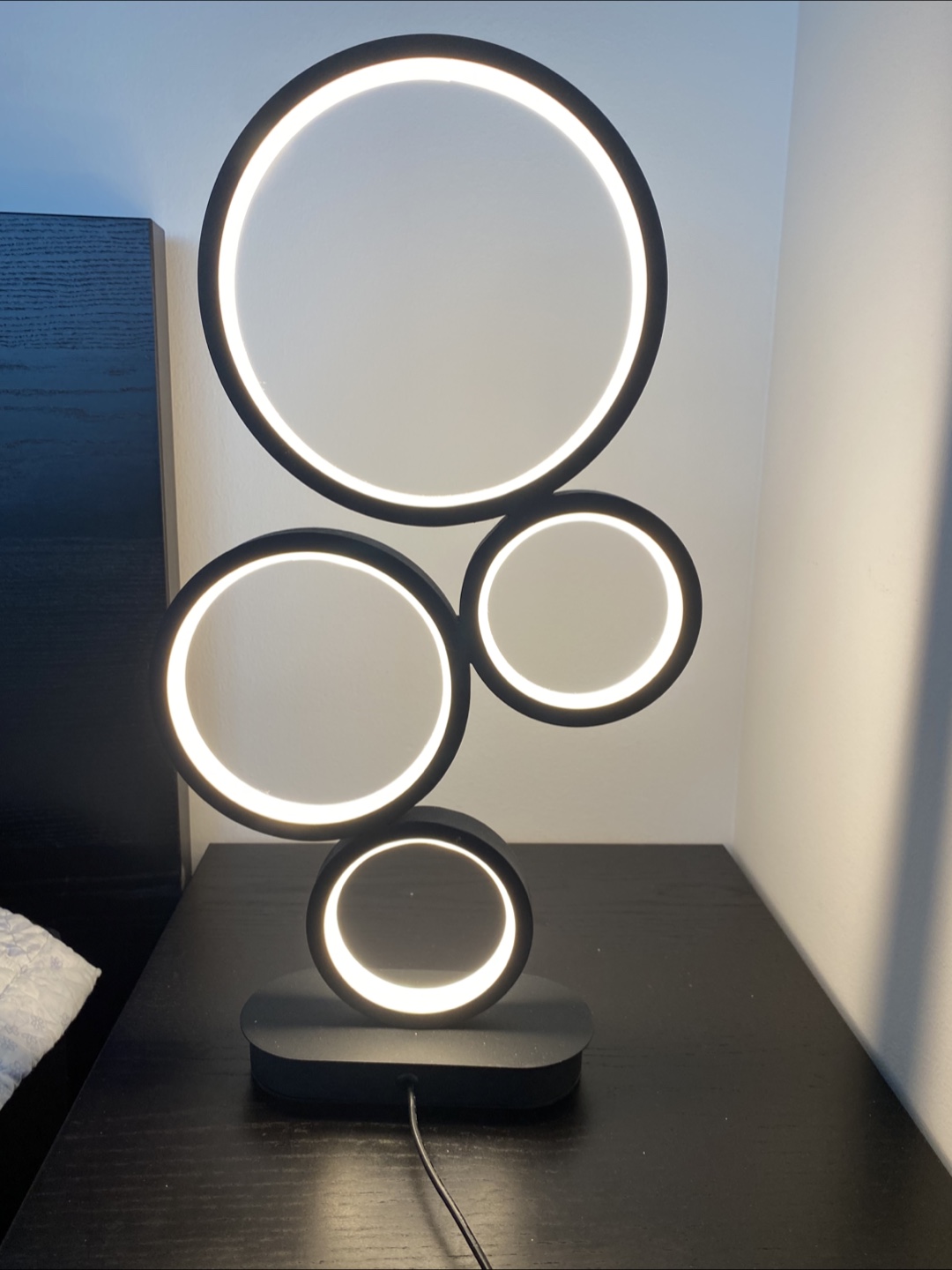 Modern LED Table Lamp - Black Circle Design