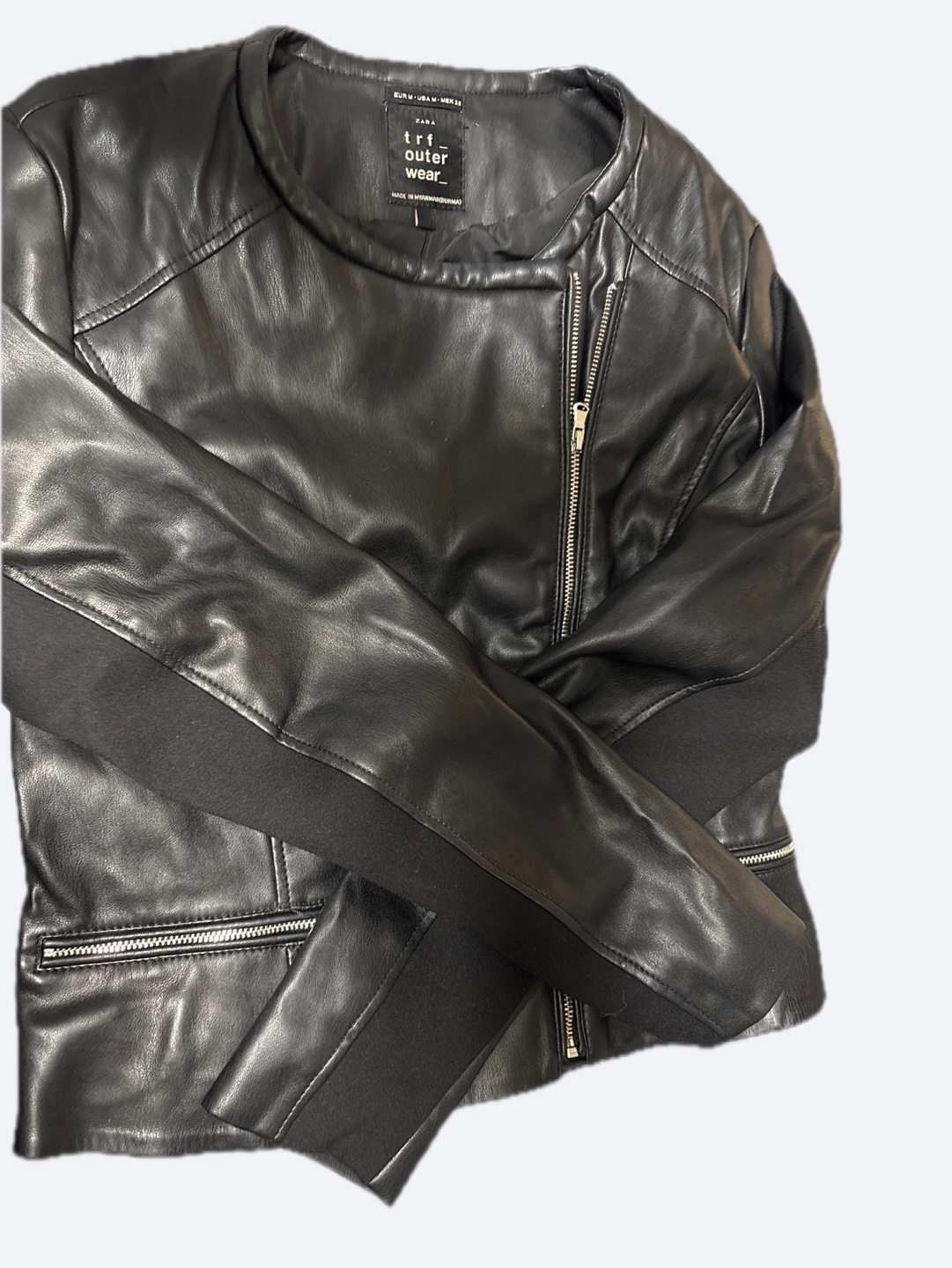 Zara Black Faux Leather Jacket Size M - photo 3