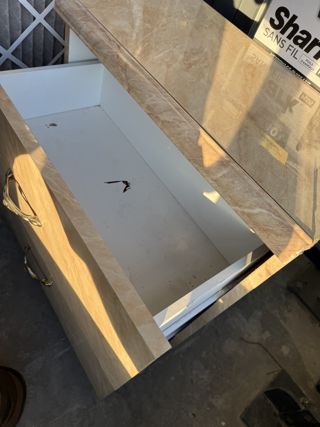 Two-Drawer Nightstand - Beige Marble Look - photo 4
