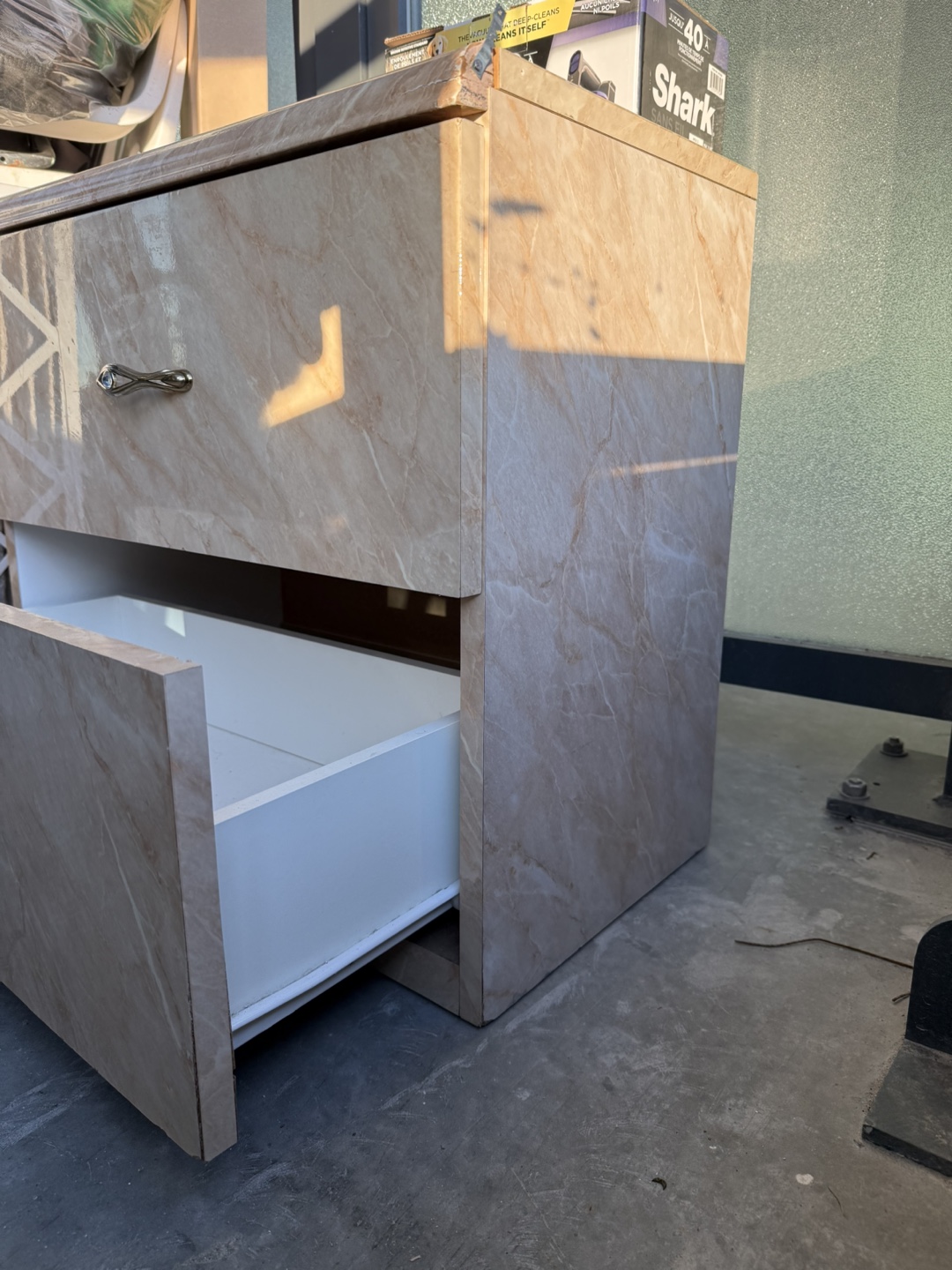 Two-Drawer Nightstand - Beige Marble Look - photo 5
