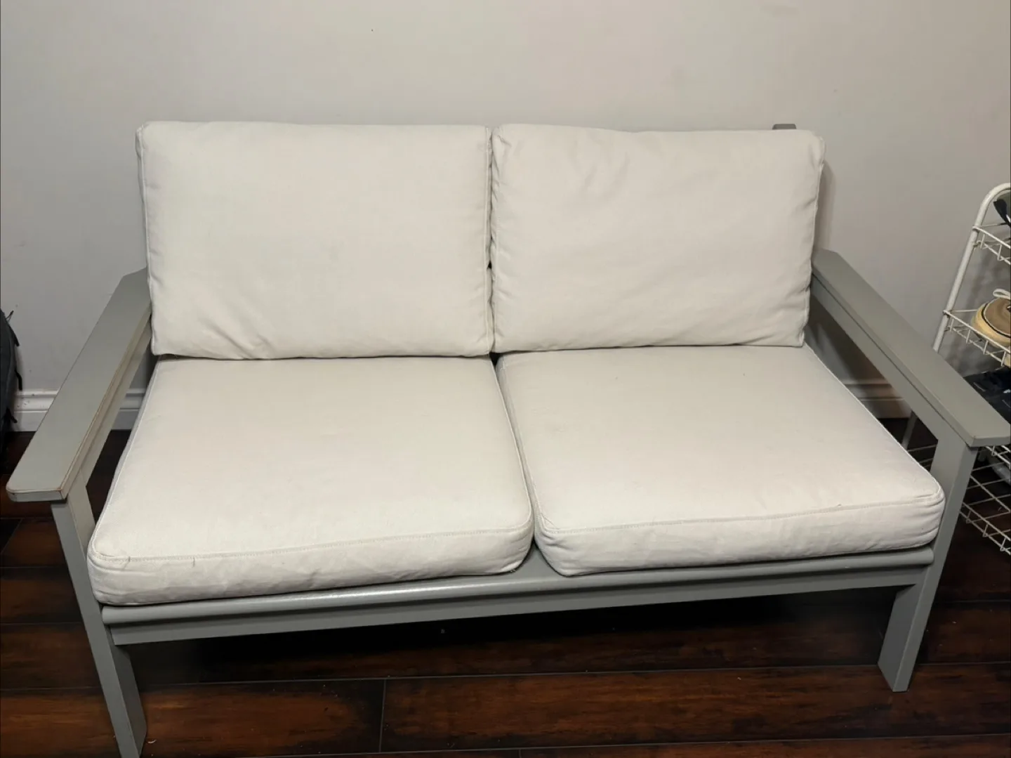 Grey Two-Seater Loveseat with Cushions thumbnail
