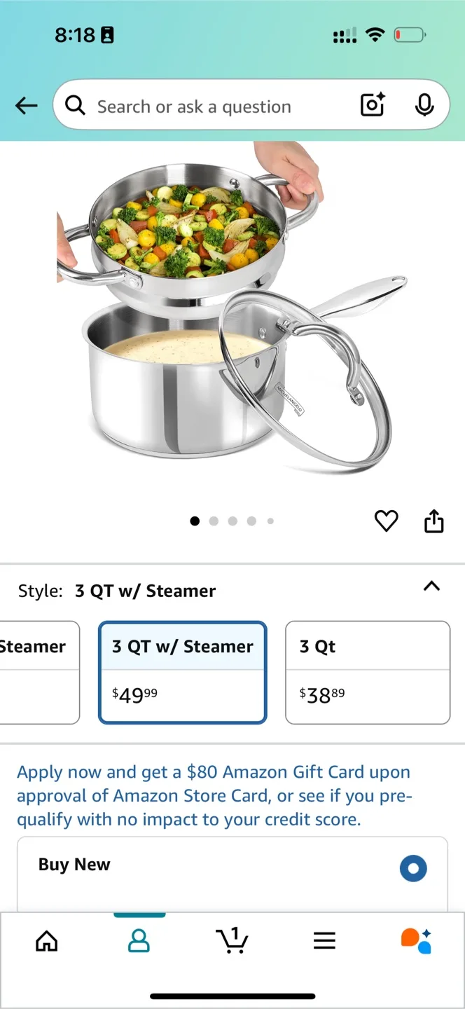 Michelangelo 3 Qt Stainless Steel Steamer Pot thumbnail