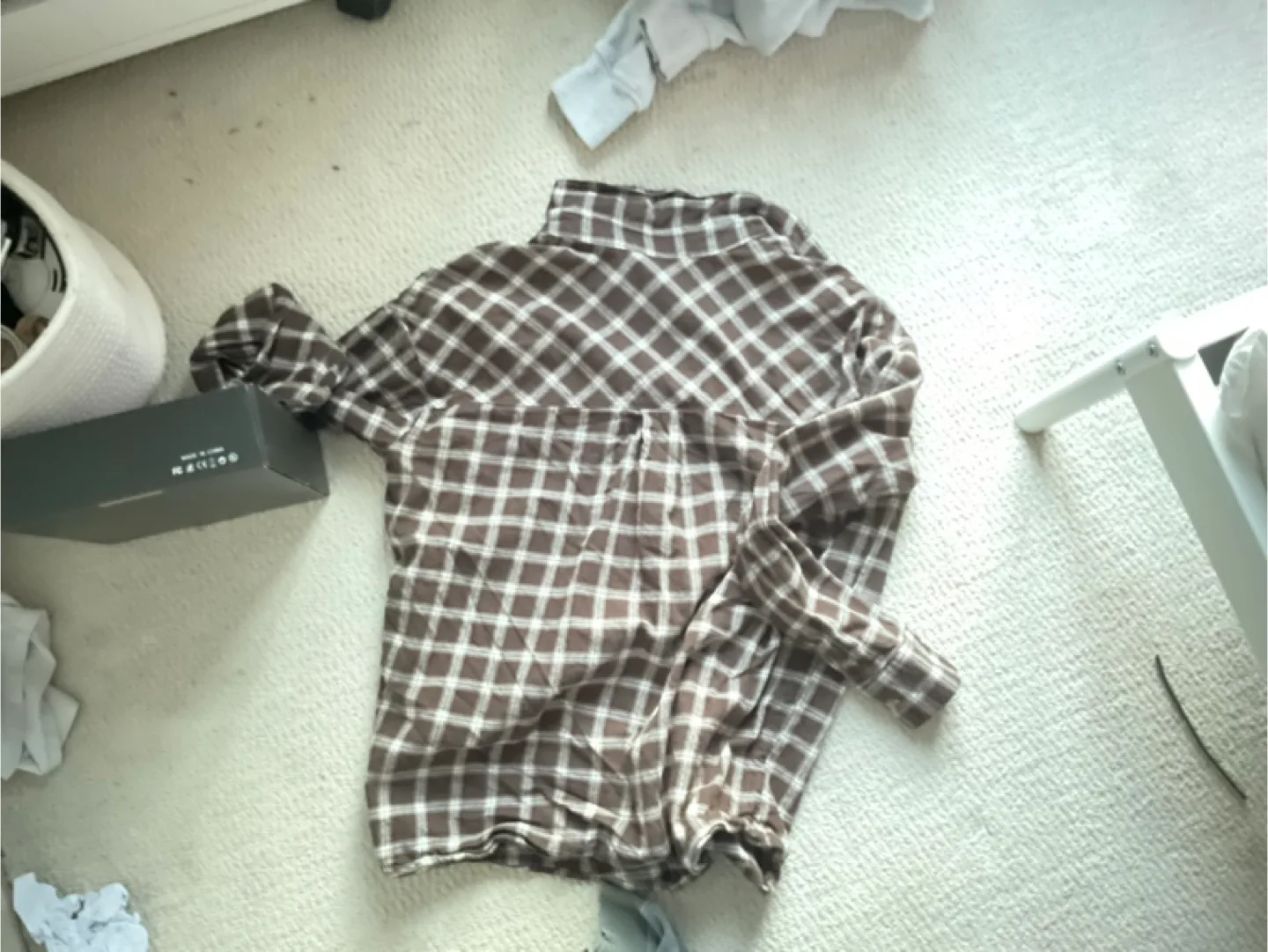 Ardene Brown and White Flannel Shirt thumbnail