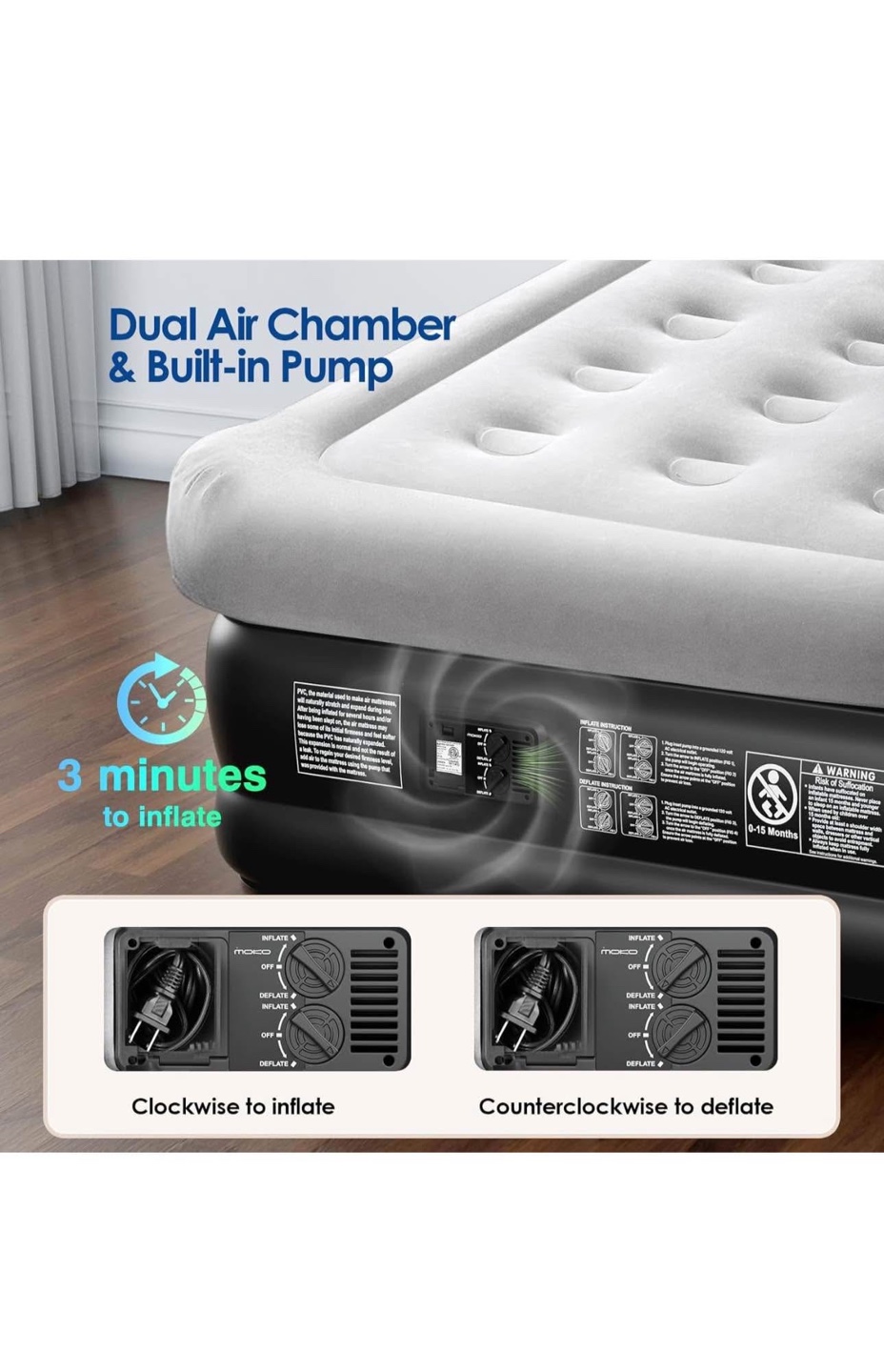 Moko Inflatable Air Mattress with Built-in Pump - photo 4