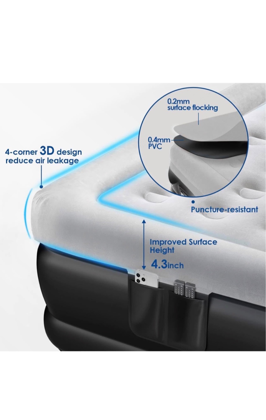 Moko Inflatable Air Mattress with Built-in Pump - photo 5