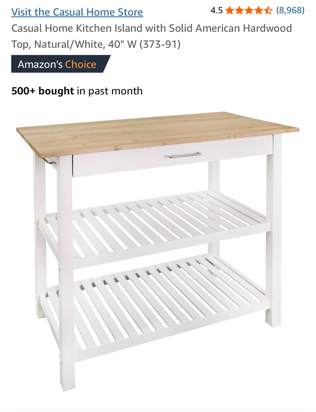 Casual Home Kitchen Island Cart