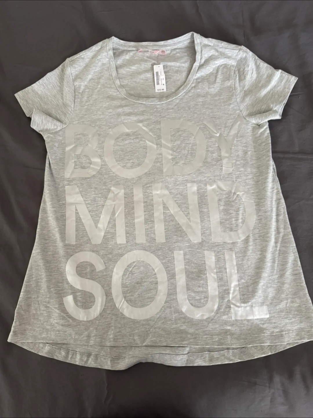 La Vie en Rose Grey Body Mind Soul T-Shirt - Size Medium thumbnail