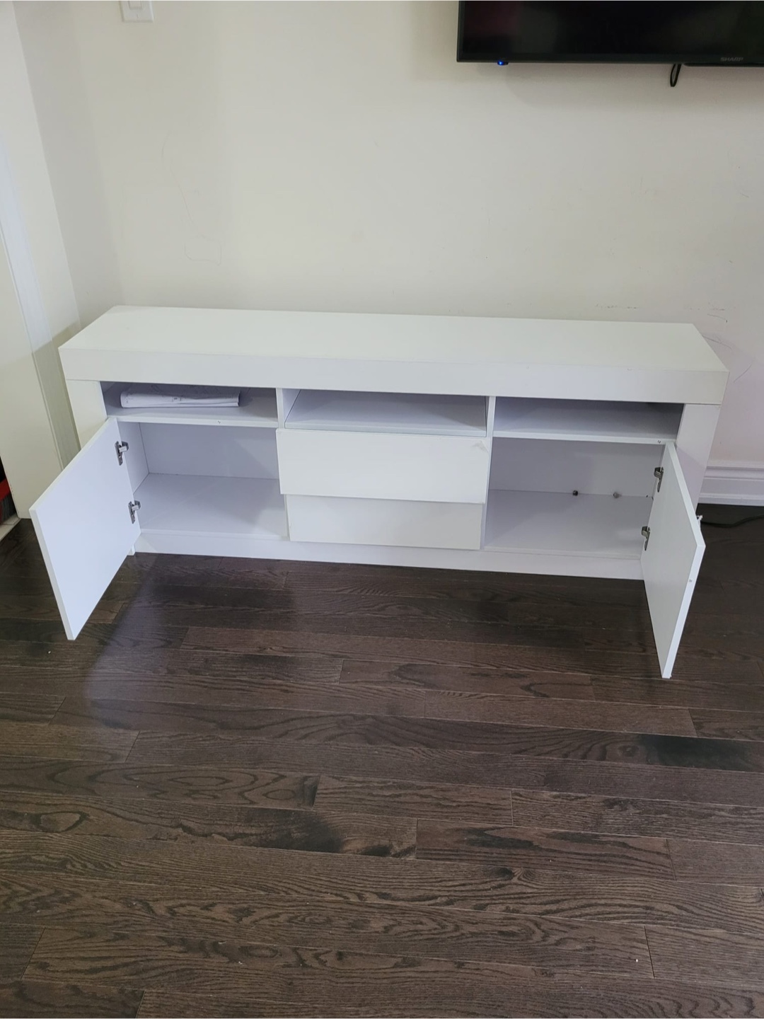 White LED TV Stand with Storage