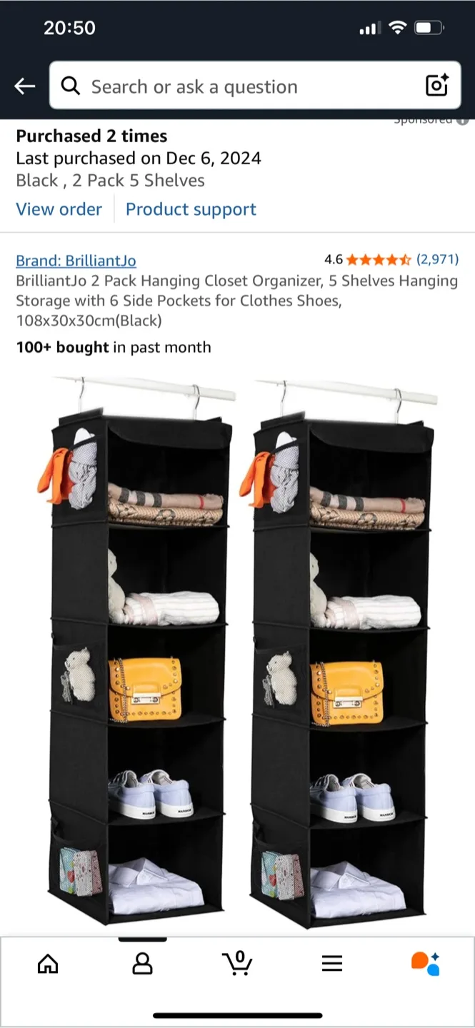 4x BrilliantJo Shelf Hanging Closet Organizer thumbnail
