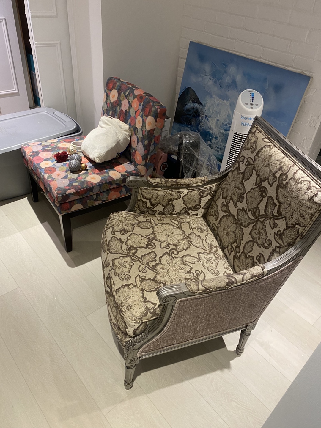 Three Upholstered Chairs - Two Armchairs and One Loveseat - photo 2