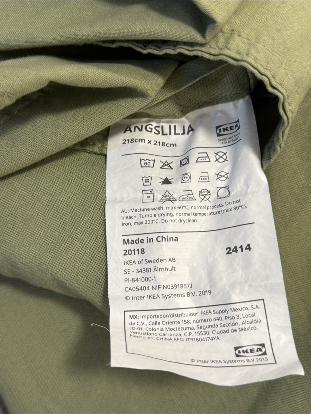 IKEA ÄNGSLIJA Twin Duvet Cover & Pillowcases - Gray-Green - photo 2