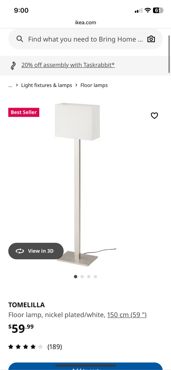 2 X IKEA TOMELILLA Floor Lamp - New in Box