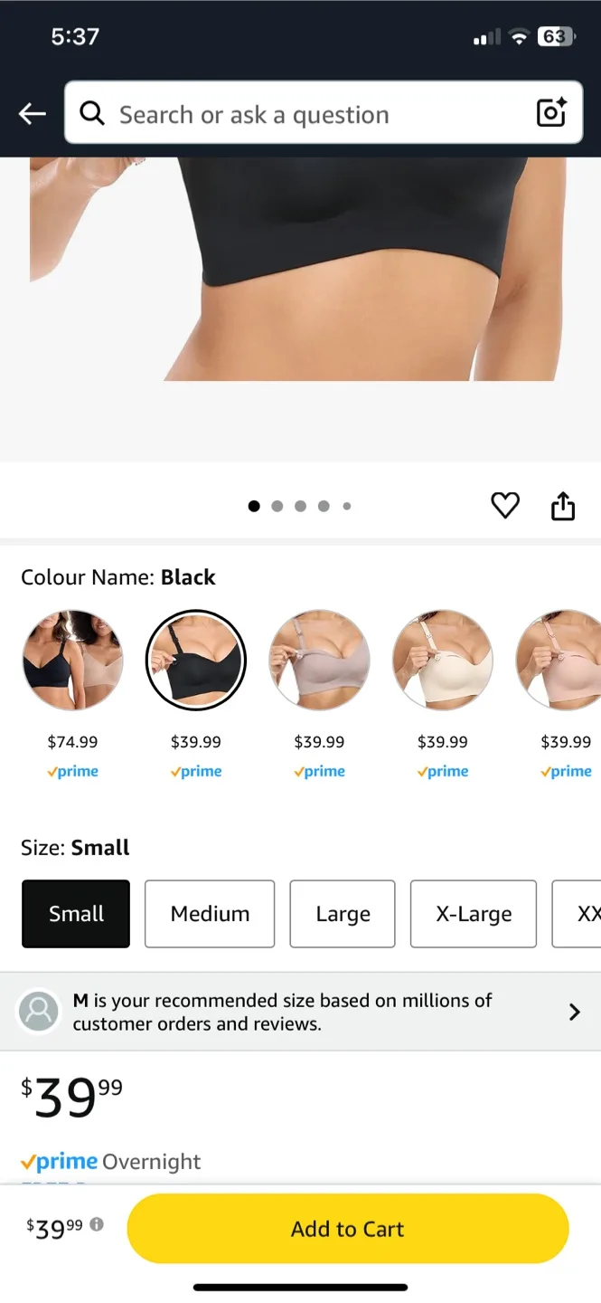 Momcozy Wireless Nursing Bra - Small - Black image indicator(4)