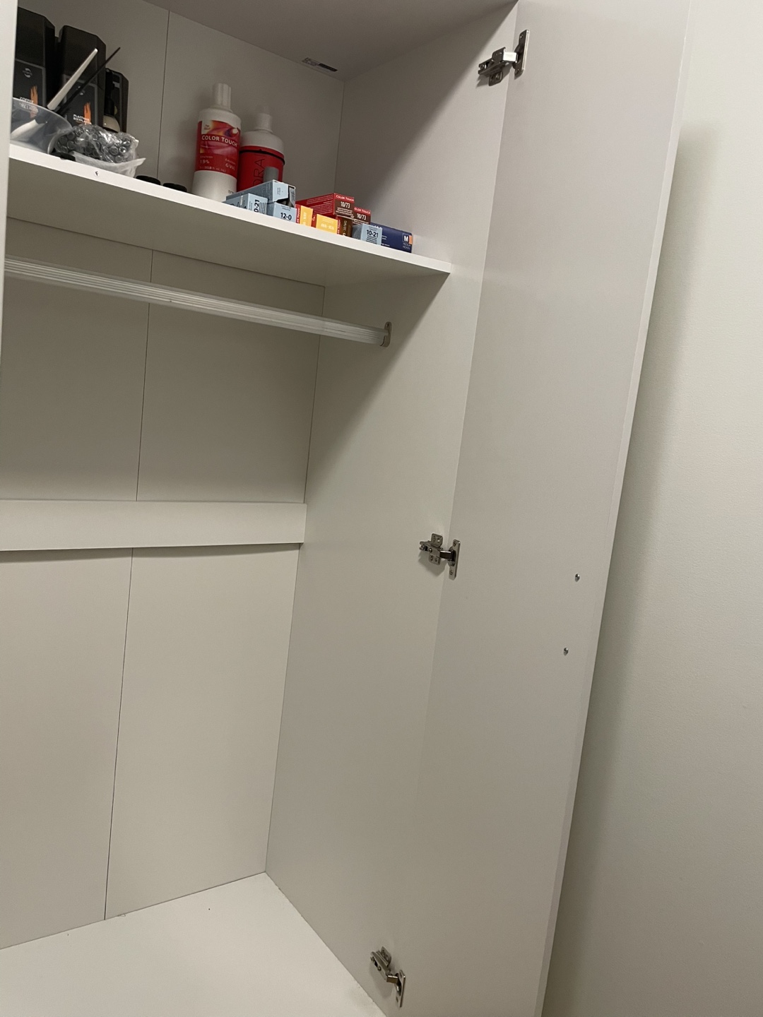 White Wardrobe Closet with Shelf and Hanging Rod - photo 5