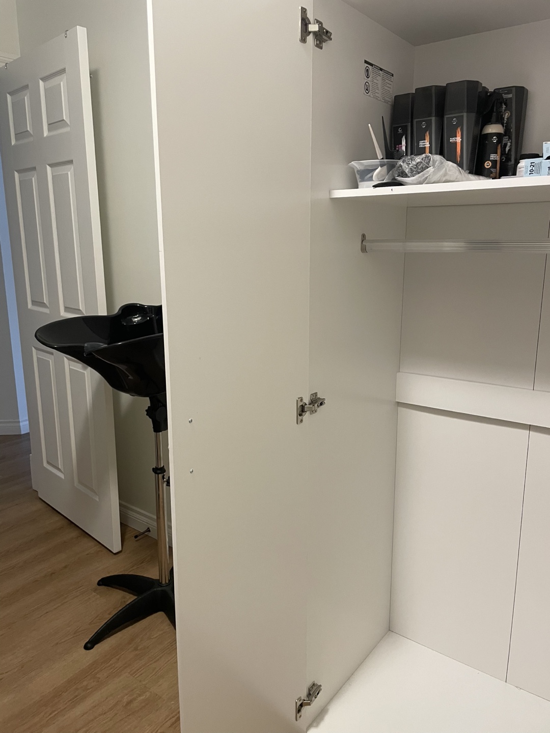 White Wardrobe Closet with Shelf and Hanging Rod - photo 4