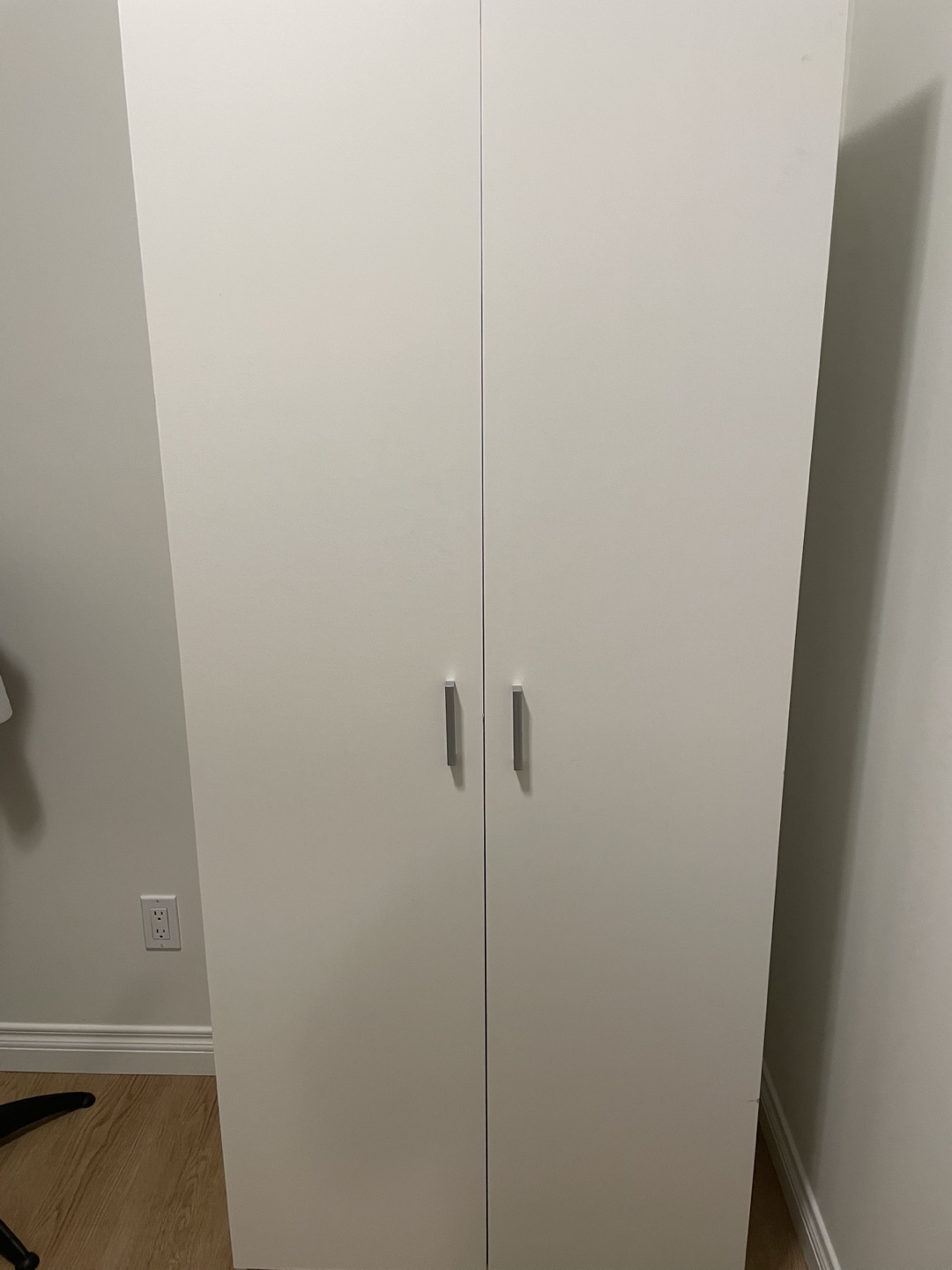 White Wardrobe Closet with Shelf and Hanging Rod