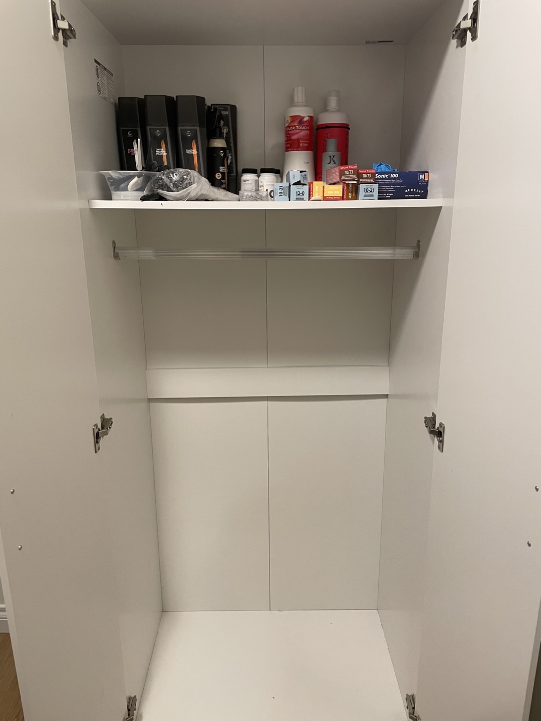 White Wardrobe Closet with Shelf and Hanging Rod - photo 3