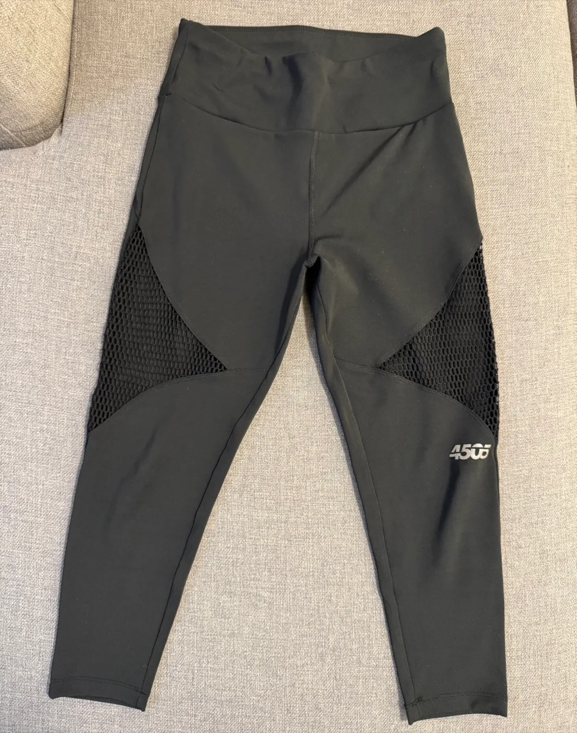 ASOS 4505 Black Mesh Detail 7/8 Leggings - Size US 4 thumbnail
