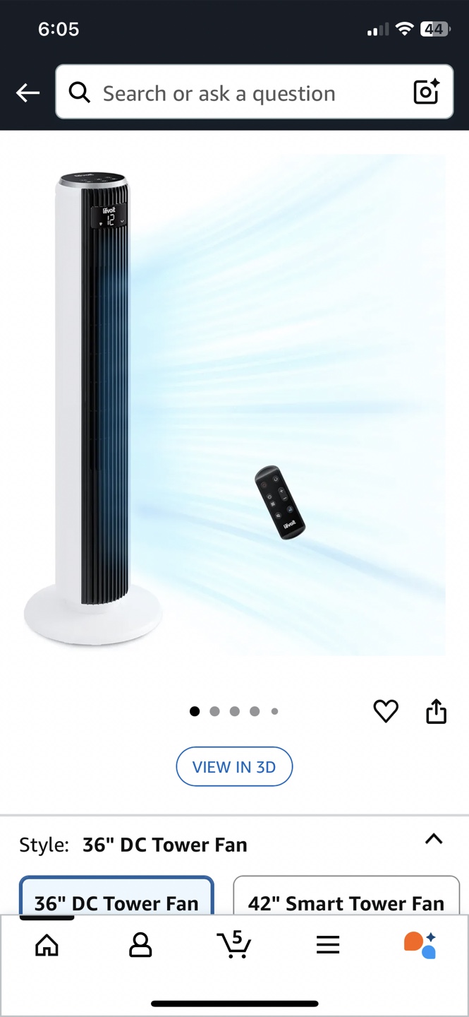 Levoit 36" DC Tower Fan - White - photo 3