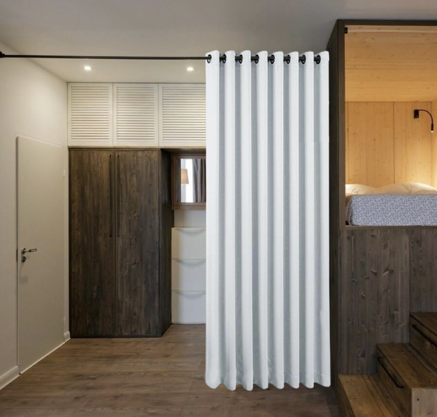 Room Divider Curtain - Light Grey, Black, or White - photo 2