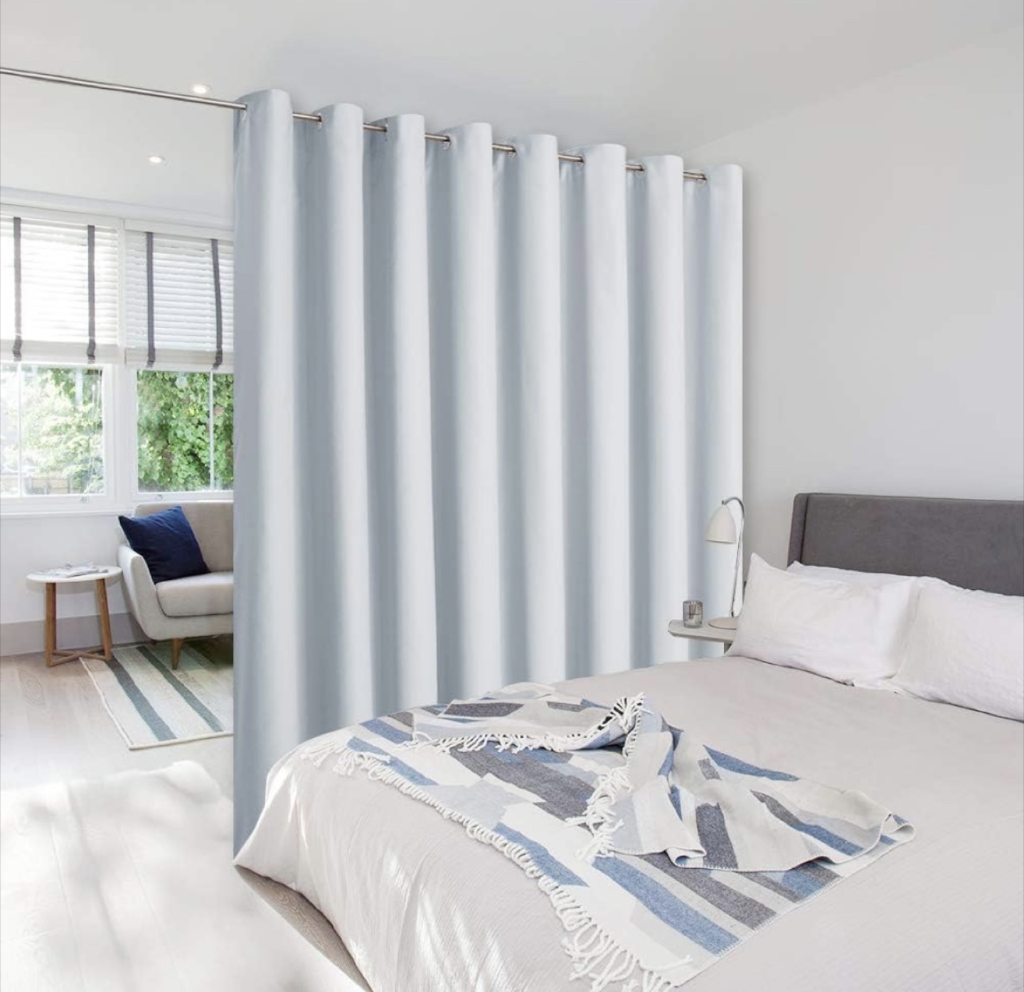 Room Divider Curtain - Light Grey, Black, or White - photo 3