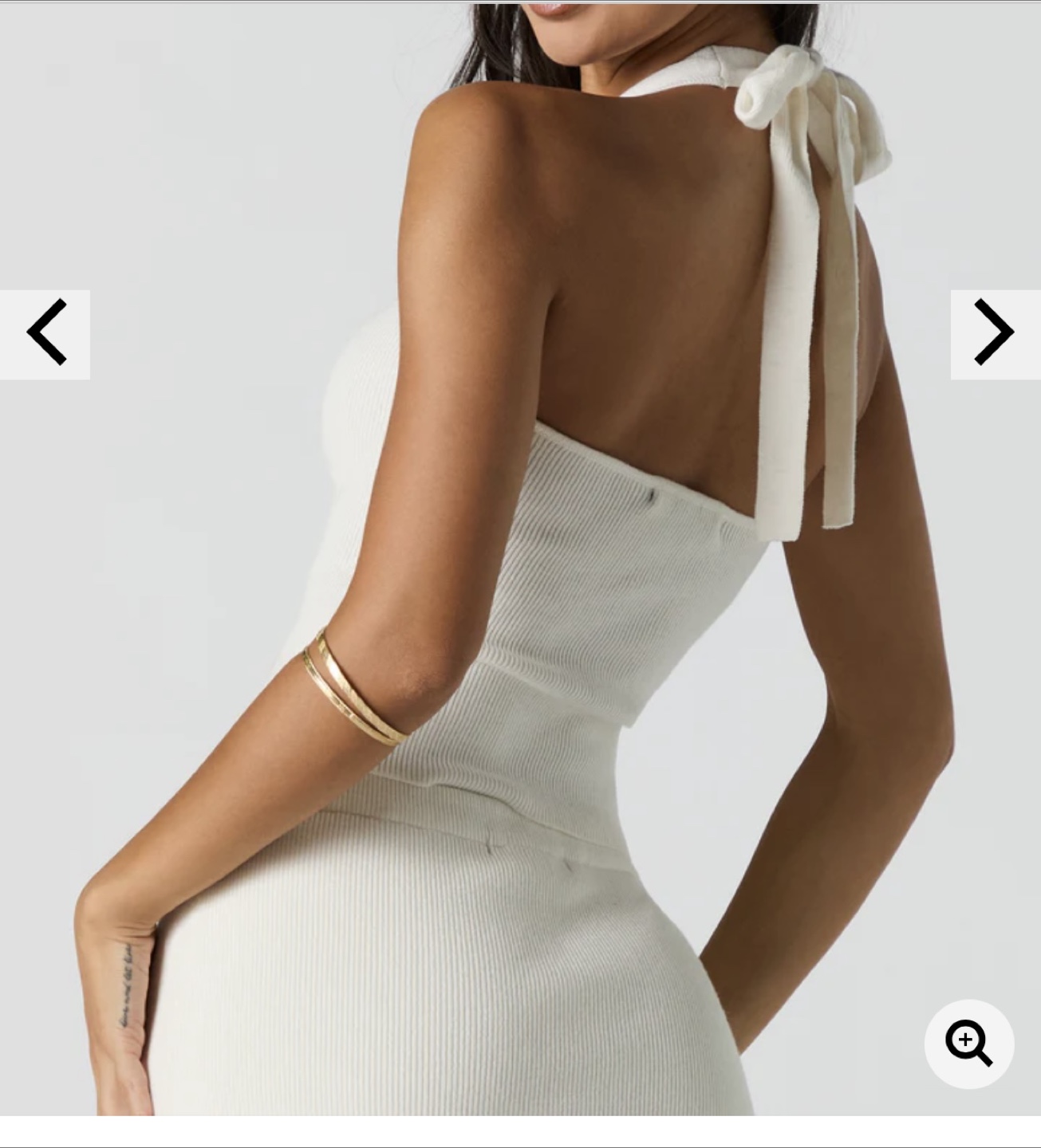 White Ribbed Knit Halter Neck Crop Top - photo 2