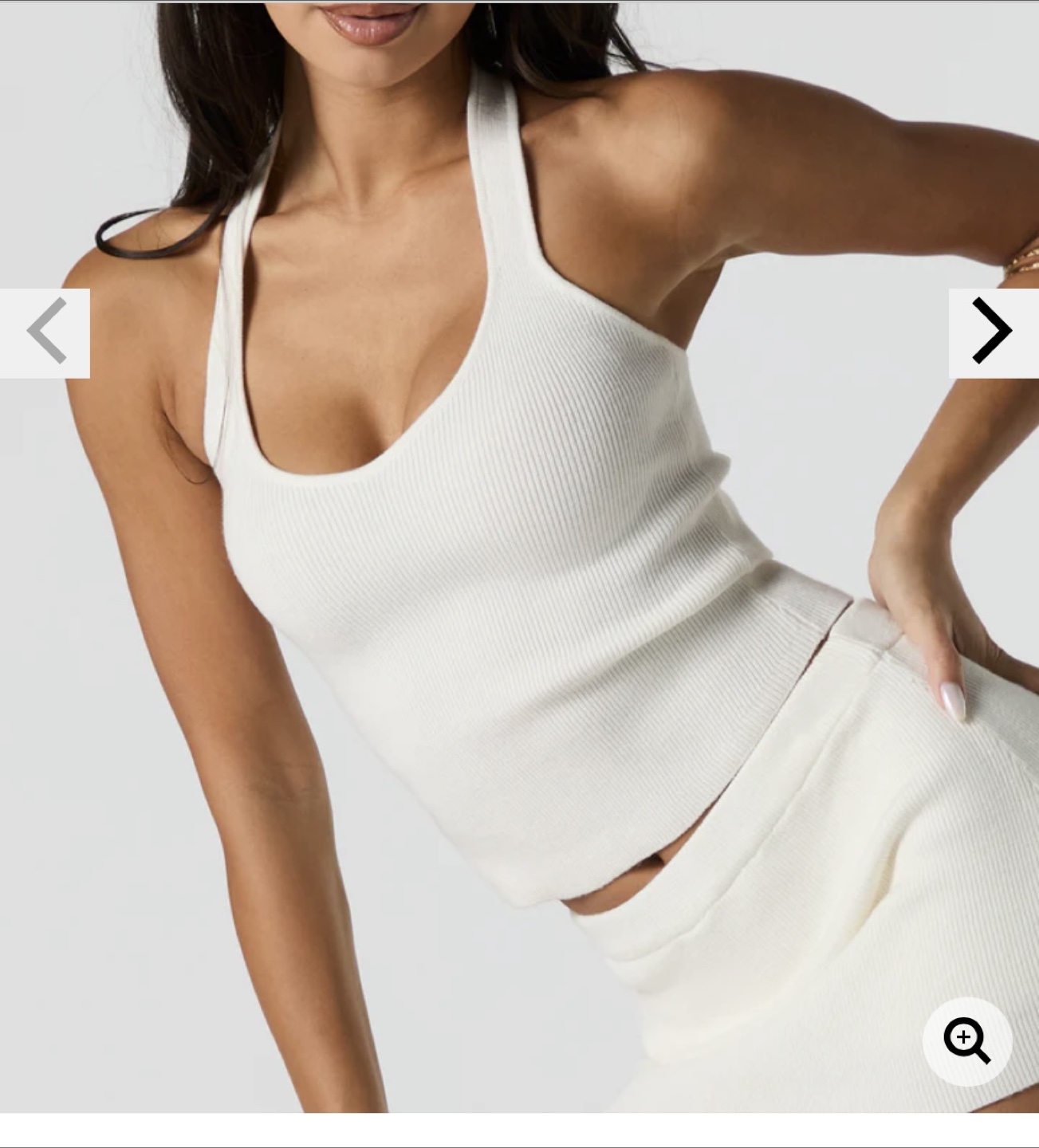 White Ribbed Knit Halter Neck Crop Top