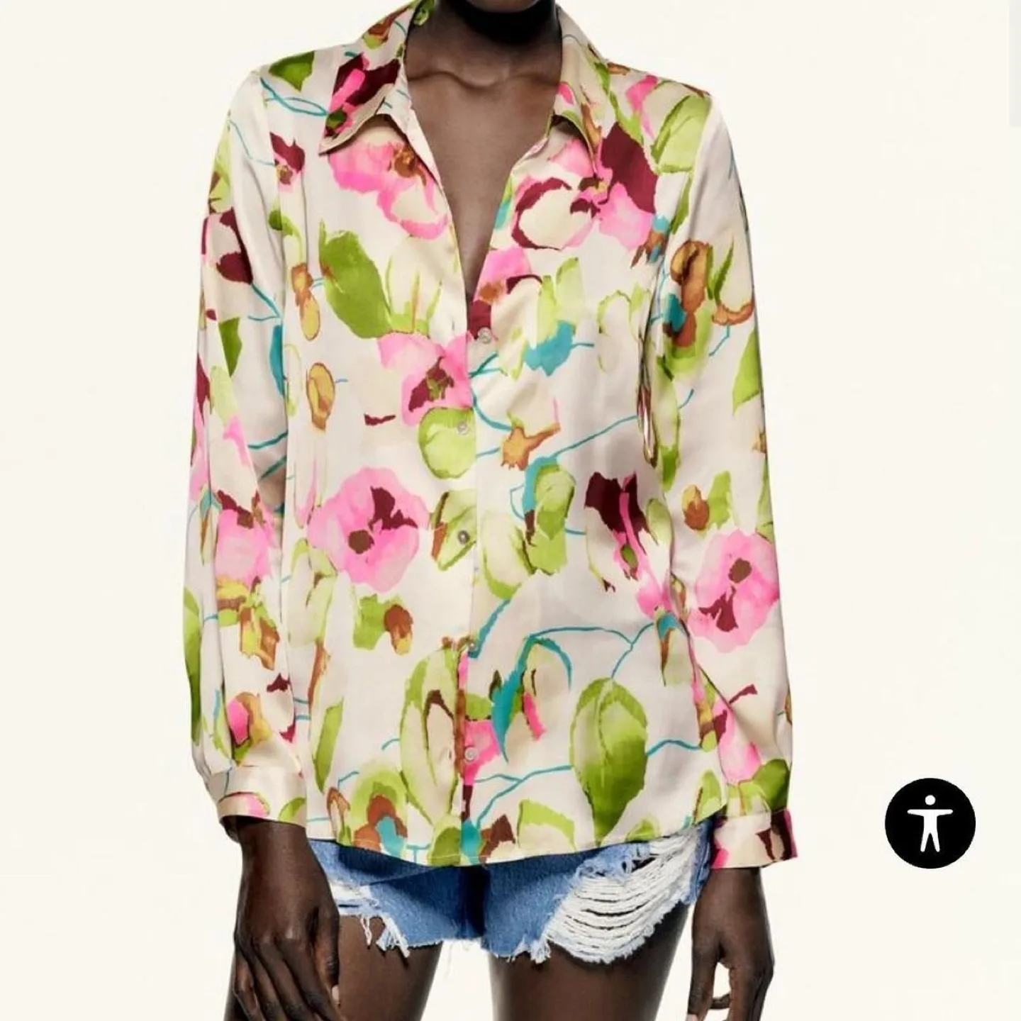 Zara Satin Blouse - Size Small thumbnail
