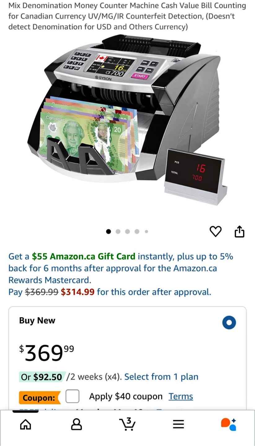 Mix Denomination Money Counter Machine Cash Value Bill Counting