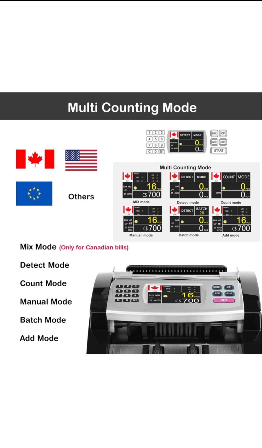 Mix Denomination Money Counter Machine Cash Value Bill Counting - photo 4