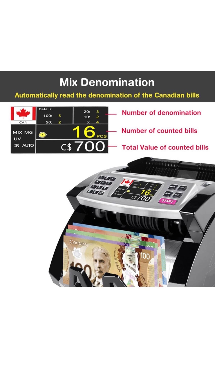 Mix Denomination Money Counter Machine Cash Value Bill Counting - photo 3
