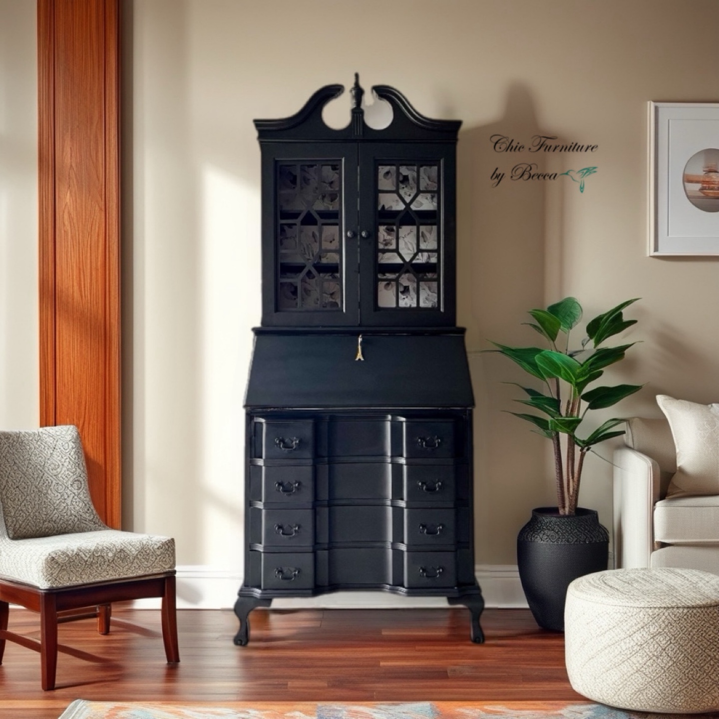 Black Secretary Desk with Hutch - photo 2