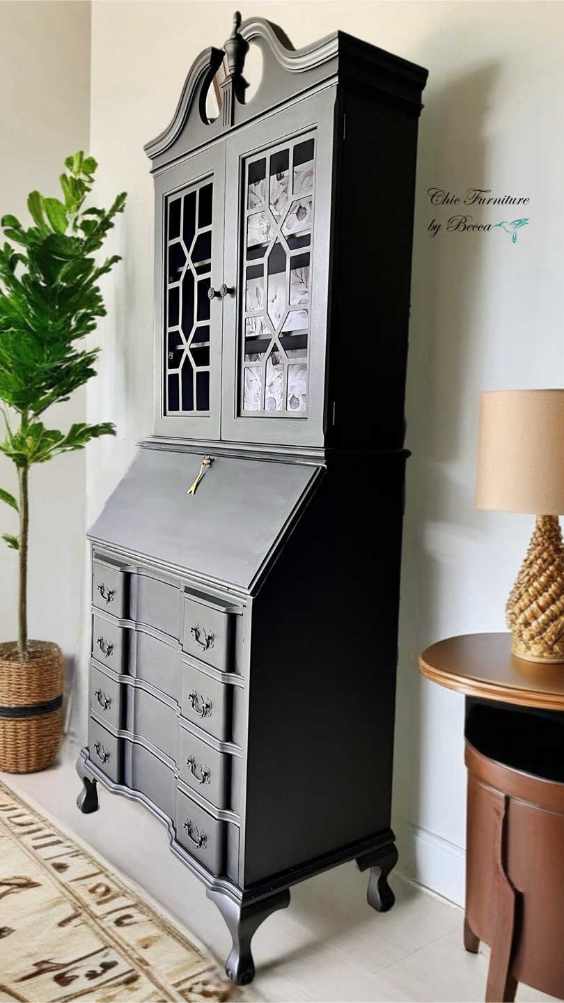Black Secretary Desk with Hutch