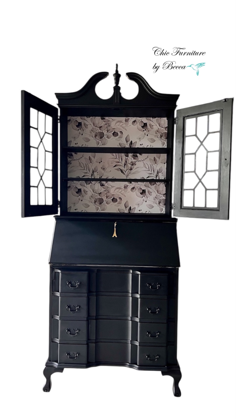 Black Secretary Desk with Hutch - photo 5