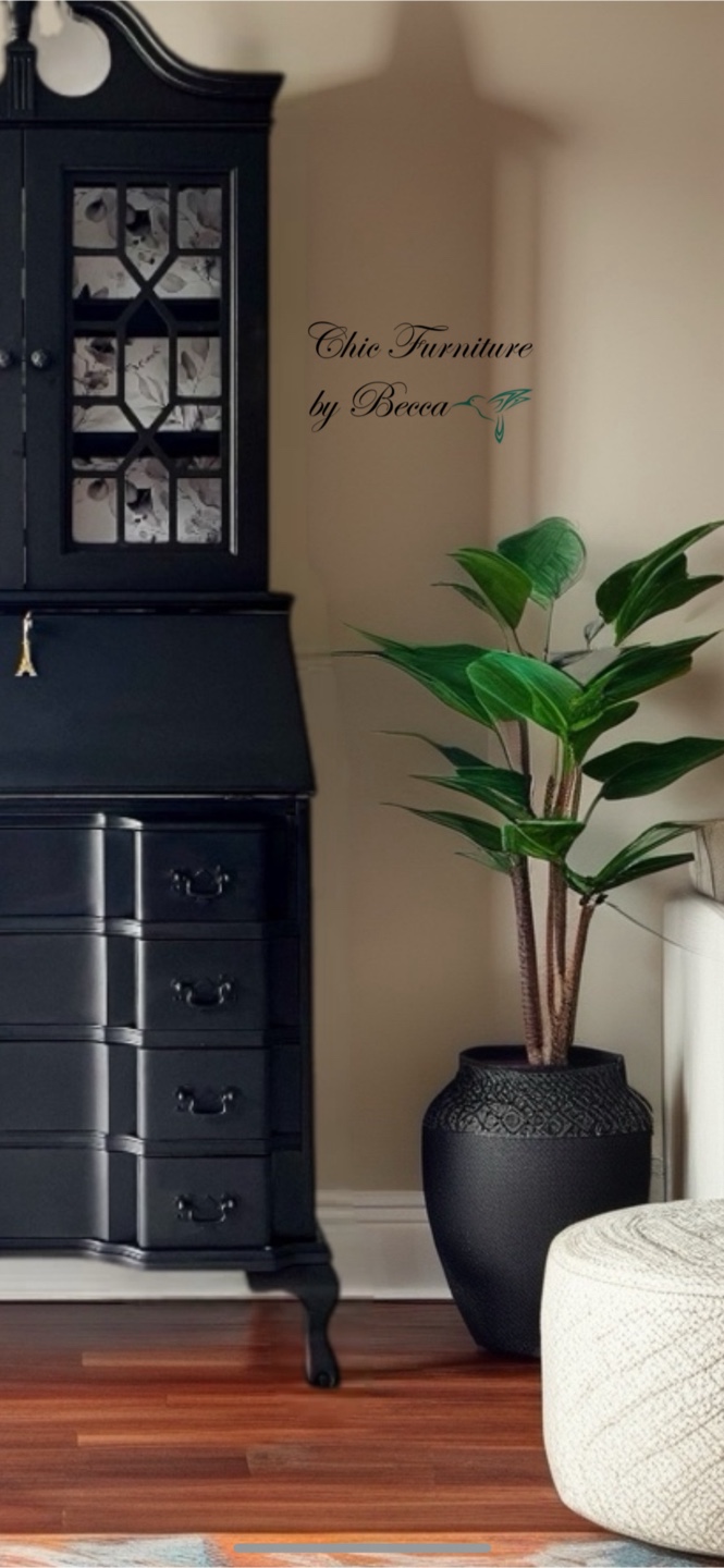 Black Secretary Desk with Hutch - photo 4