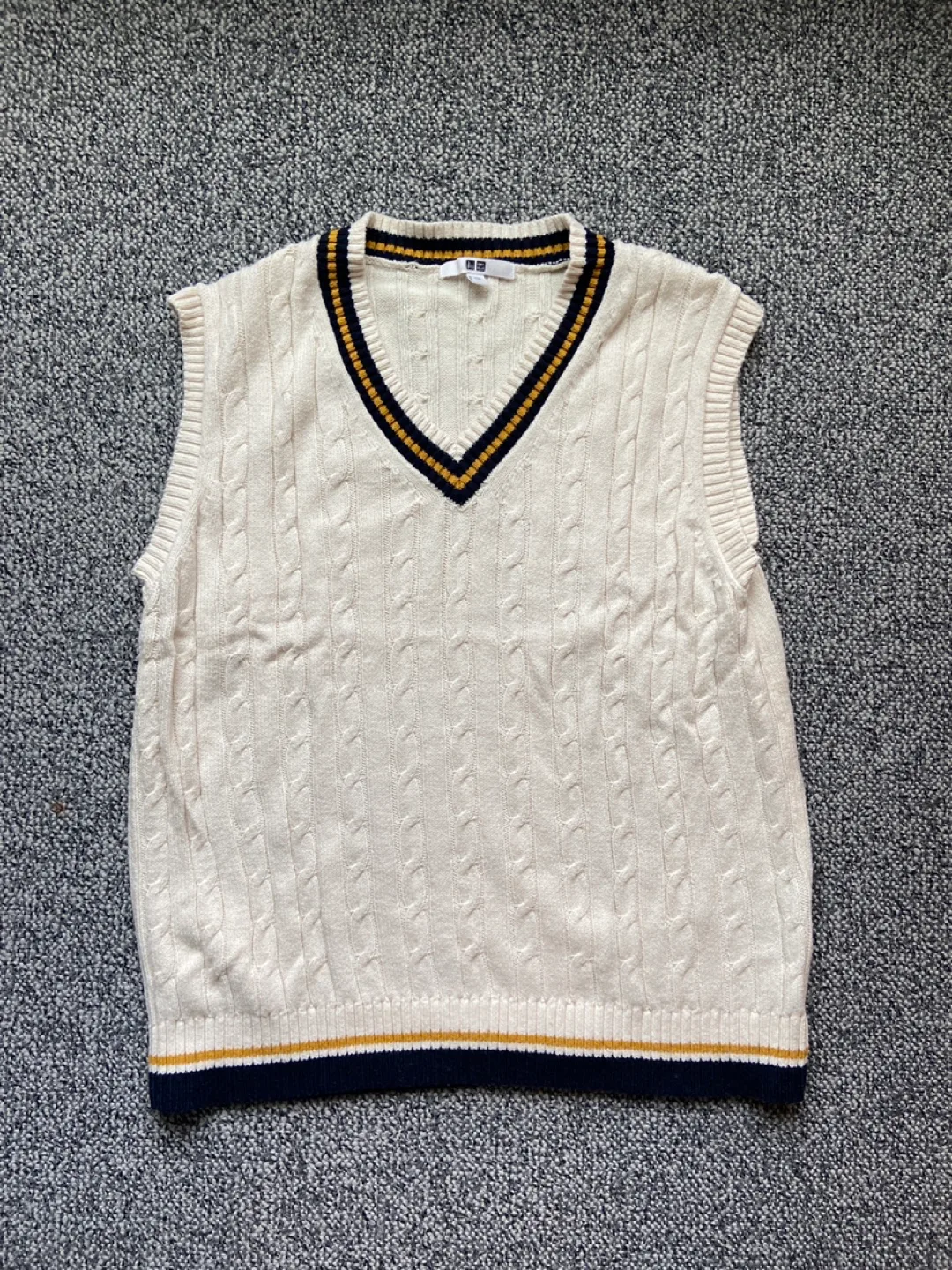 Cream Cable Knit Sleeveless Sweater Vest thumbnail