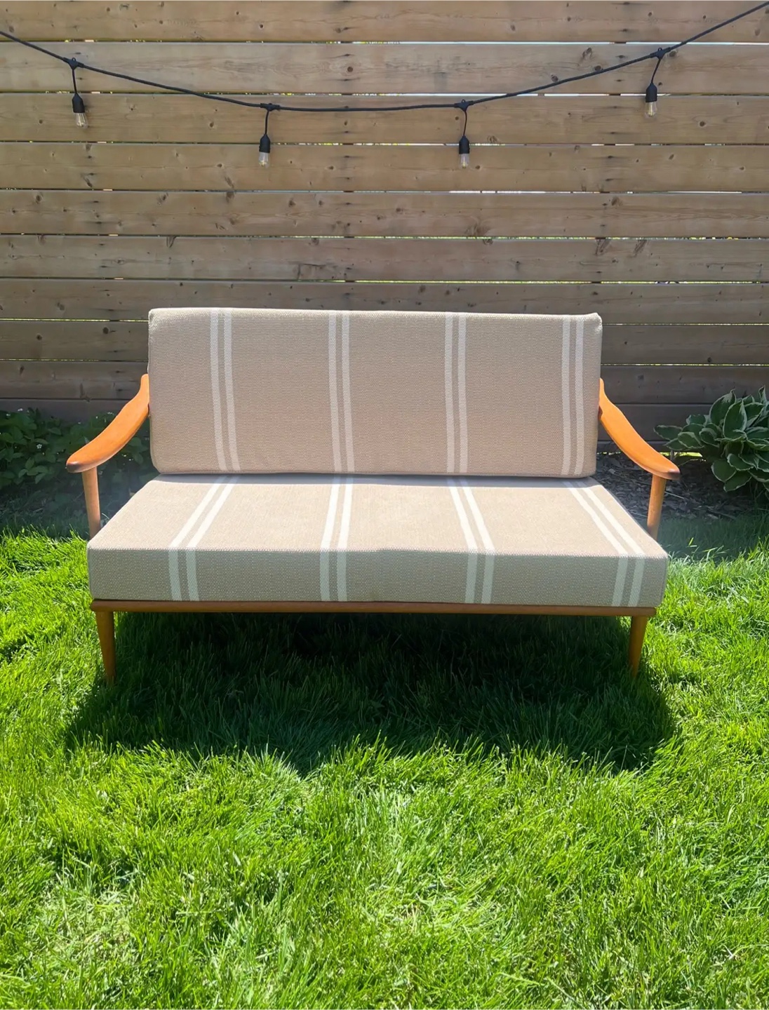 Mid-Century Modern Love Seat with New Upholstery - photo 3